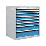 Polstore Cabinet Combo - 8 Drawers 45x36EH - 100% Extension - Light Grey/Light Blue - 870mm(w) x 1000mm(h)