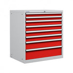 Polstore Cabinet Combo - 8 Drawers 45x36EH - 100% Extension - Light Grey/Red - 870mm(w) x 1000mm(h)