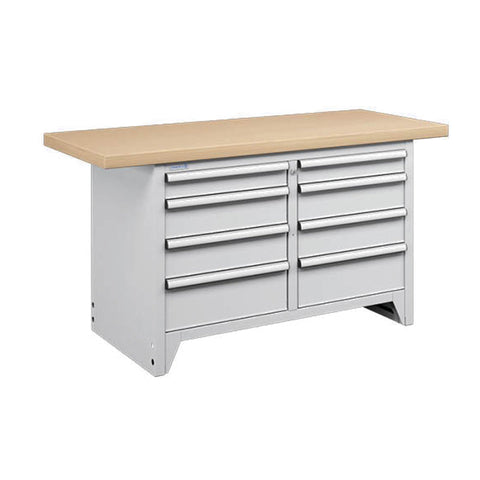 Polstore Modular Workbench 8 Draws - Multiplex Worktop - Light Grey - 1500mm (W) x 750mm (D)