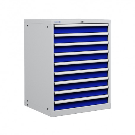 Polstore Cabinet Combo - 9 Drawers 36x36EH - 100% Extension - Light Grey/Dark Blue - 717mm(w) x 1000mm(h)