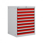 Polstore Cabinet Combo - 9 Drawers 36x36EH - 100% Extension - Light Grey/Red - 717mm(w) x 1000mm(h)