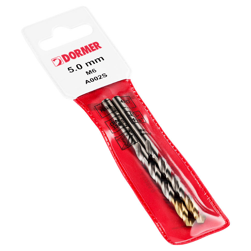 Dormer Pramet A002S 2.00 mm HSS TIN STRAIGHT SHANK JOBBER DRILL, POUCHPACK, DIN 338
