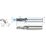 Carmex Thread Mills Solid Carbide With Chamfer - For Aluminium - UN (UNC UNF UNEF UNS) - 3/8 x 16 - UnCoated