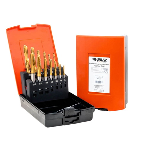BAER Drill & Tap Set - HSS-E TiN Taps Spiral Point & HSS TiN Drills - M3 - M12