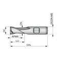 Dormer Pramet C11 1.0mm HSS-E-Powder Metal Flatted Shank 2 Flute Short Series Slot Drill DIN 327 D thumbnail 2