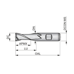 Dormer Pramet C123 8.5mm HSS-E-Powder Metal Flatted Shank 2 Flute Standard Length Slot Drill DIN 844 K