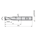 Dormer Pramet C135 2.0mm HSS-E Flatted Shank 2 Flute Standard Length Slot Drill thumbnail 2