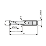 Dormer Pramet C139 14.0mm HSS-E-Powder Metal TICN Flatted Shank 2 Flute Standard Length Slot Drill DIN 844 K