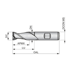 Dormer Pramet C159 16.0mm HSS-E Flatted Shank 2 Flute Standard Length Slot Drill DIN 844 K