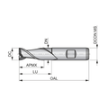 Dormer Pramet C159 2.0mm HSS-E Flatted Shank 2 Flute Standard Length Slot Drill DIN 844 K thumbnail 2