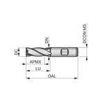 Dormer Pramet C246 13.0mm HSS-E-Powder Metal TICN Flatted Shank Multi-Flute Standard Length End Mill DIN 844 K