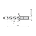 Dormer Pramet C273 5/8 Inch HSS-E-Powder Metal Flatted Shank Multi-Flute Long Series End Mill DIN 844 L