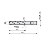 Dormer Pramet C295 18.0mm HSS-E-Powder Metal TICN Flatted Shank Multi-Flute Long Series End Mill DIN 844 L