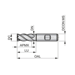 Dormer Pramet C299 6.0mm HSS-E-Powder Metal Flatted Shank End Mill Multi-Flute Standard Length End Mill DIN 844 K