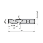 Dormer Pramet C305 22.0mm HSS-E-Powder Metal Primax Flatted Shank 3 Flute Standard Length Slot Drill DIN 844 K