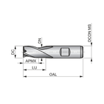 Dormer Pramet C306 30.0mm HSS-E-Powder Metal Primax Flatted Shank 3 Flute Short Series Slot Drill DIN 327 D