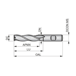 Dormer Pramet C346 4.0mm HSS-E Flatted Shank 3 Flute Long Series Slot Drill DIN 844 L