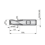 Dormer Pramet C353 4.5mm HSS-E-Powder Metal Alcrona Primax Flatted Shank 3 Flute Short Series Slot Drill DIN 327 D