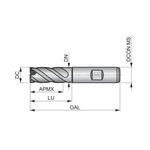 Dormer Pramet C407 10.0mm HSS-E-Powder Metal Primax Flatted Shank Multi-Flute Roughing (NRA) Standard Length End Mill DIN 844 K