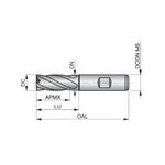 Dormer Pramet C413 20.0mm HSS-E TICN Flatted Shank Multi-Flute Roughing (NF) Standard Length End Mill DIN 844 K