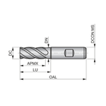 Dormer Pramet C428 28.0mm HSS-E-Powder Metal Alcrona Primax Flatted Shank Multi-Flute Roughing (HRA) Standard Length End Mill DIN 844 K