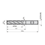 Dormer Pramet C492 25.0mm HSS-E-Powder Metal Alcrona Primax Flatted Shank Multi-Flute Roughing (HRA) Long Series End Mill DIN 844 L