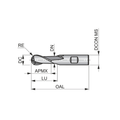 Dormer Pramet C505 3.0mm HSS-E Flatted Shank 2 Flute Ball Nosed Standard Length Slot Drill DIN 844 K thumbnail 2