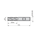 Dormer Pramet C609 1/2 Inch HSS-E TiCN Flatted Shank Fine Pitch Roughing End Mill Regular Length