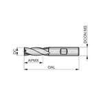 Dormer Pramet C615 1/2 Inch HSS Flatted Shank 4 Flute End Mill Regular Length