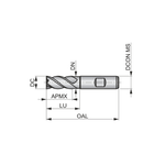 Dormer Pramet C907 14.0mm HSS-E-Powder Metal Alcrona Primax Flatted Shank Multi-Flute Standard Length End Mill DIN 844 K