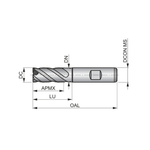 Dormer Pramet C908 18.0mm HSS-E-Powder Metal Alcrona Primax Flatted Shank Multi-Flute Roughing (NRA) Standard Length End Mill DIN 844 K