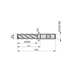 Dormer Pramet C926.0mm HSS-E-Powder Metal Alcrona Primax Flatted Shank Multi-Flute Long Series End Mill DIN 844 L