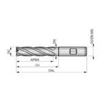 Dormer Pramet C948 32.0mm HSS-E-Powder Metal Alcrona Primax Flatted Shank Multi-Flute Roughing (NRA) Long Series End Mill DIN 844 L