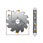 Y.T. Indexable Disc Milling Cutter For CNGX Inserts - 160mm Diameter 20mm Insert Thickness 46.5mm Cutting Depth 12 Teeth (CEL-160-20-32)