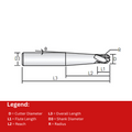 Widin Carbide End Mill - 4 Flute Tapered Neck For Finishing Mold & Die - 2mm x 2.5 thumbnail 2