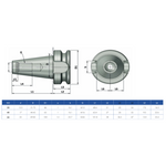 Omega Products Dual Contact DCBT40 Through Coolant Face Mill Arbor - G2.5 - 25,000RPM - 16mm Spigot Size - 45mm Gauge Length
