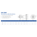 Omega Products DIN2080 ISO50 End Mill Holder - M22 Thread - 15,000RPM - G6.3 - 16mm - 63mm Gauge Length thumbnail 2