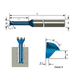 Carmex Mini Carbide Chamfer Cutter - Dovetail 45° - 3.5mm x 14mm