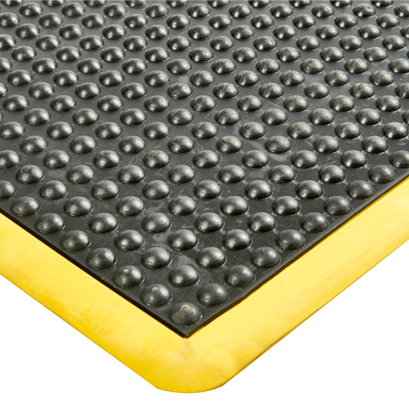 Work Well Mats Oil Resistant Bubble Top Mat Anti-Fatigue Mat - 900x1200x14mm (BK/YL)