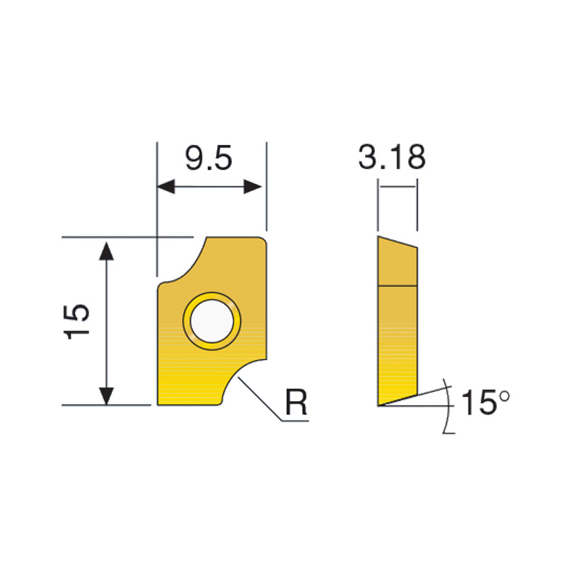 Omega Products Convex Corner Rounding Carbide Tin Insert - To Produce Concave Radius - XPCW2004MR45