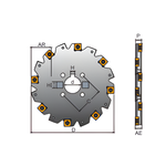 Y.T. Indexable Side Milling Cutter For SNGX/SNGW 120 Inserts - 200mm Diameter 12mm Insert Thickness 54mm Cutting Depth 18 Teeth (SCL-200-12-40)