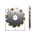 Y.T. Indexable Slitting Saw For SNGX/SNGW Inserts - 125mm Diameter 12mm Insert Thickness 42mm Cutting Depth 12 Teeth (SC-125-12-25.4)