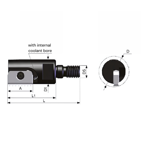 Carmex Deep Reach Mill Thread Holder - For Carbide External/Internal Threading Inserts - SR0025D21-1S