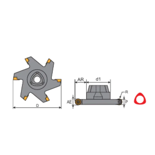 Y.T. Indexable T-Slot Cutter (3TR) - Metric - 80 mm Saw Diameter for RDHW/RDKT/RPKT Inserts - Insert Width 8mm (3T2580-R4)