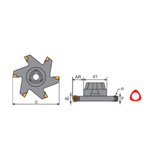 Y.T. Indexable T-Slot Cutter (3TR) - Metric - 60 mm Saw Diameter for RDHW/RDKT/RPKT Inserts - Insert Width 12mm (3T2560-3.0)