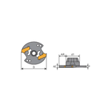 Y.T. Indexable T-Slot Cutter (3T) - Metric - 32 mm Saw Diameter for LNGT Inserts - Insert Width 2 to 2.5mm (3TS2580-12)