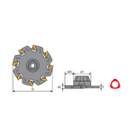 Y.T. Indexable T-Slot Cutter (3T) - Metric - 80 mm Saw Diameter for LNGT Inserts - Insert Width 2 to 2.5mm (3TS2560-6.0)