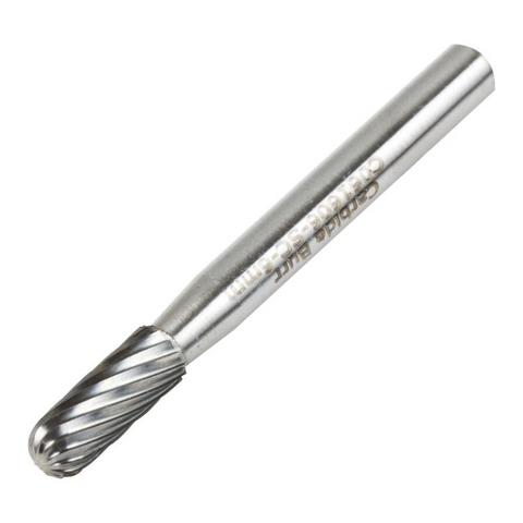 Vortex Carbide Burr Type C - Ball Nose Cylinder - Single Cut - 6mm Diameter
