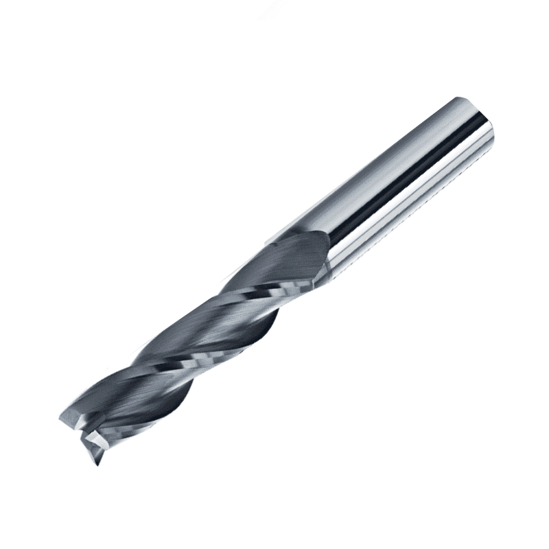 Vortex End Mill 3 Flute Long Length Centre Cutting 30 Helix TiSiN Coated For 55HRC - 3mm