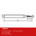 Widin Carbide End Mill For Aluminium & Non-Ferrous - Single Flute - 0.2mm x 0.3mm thumbnail 2